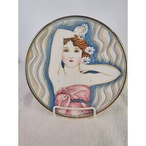 Italy Vincente Tiziano La Belle Femme "Gigi" Hand Etched & Painted Plate #3693